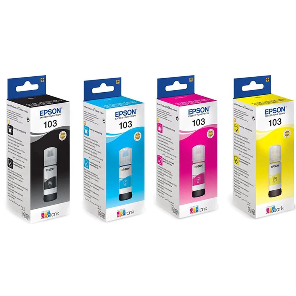 Bouteilles d'Encre Epson 103 – Haute Capacité pour Imprimantes EcoTank